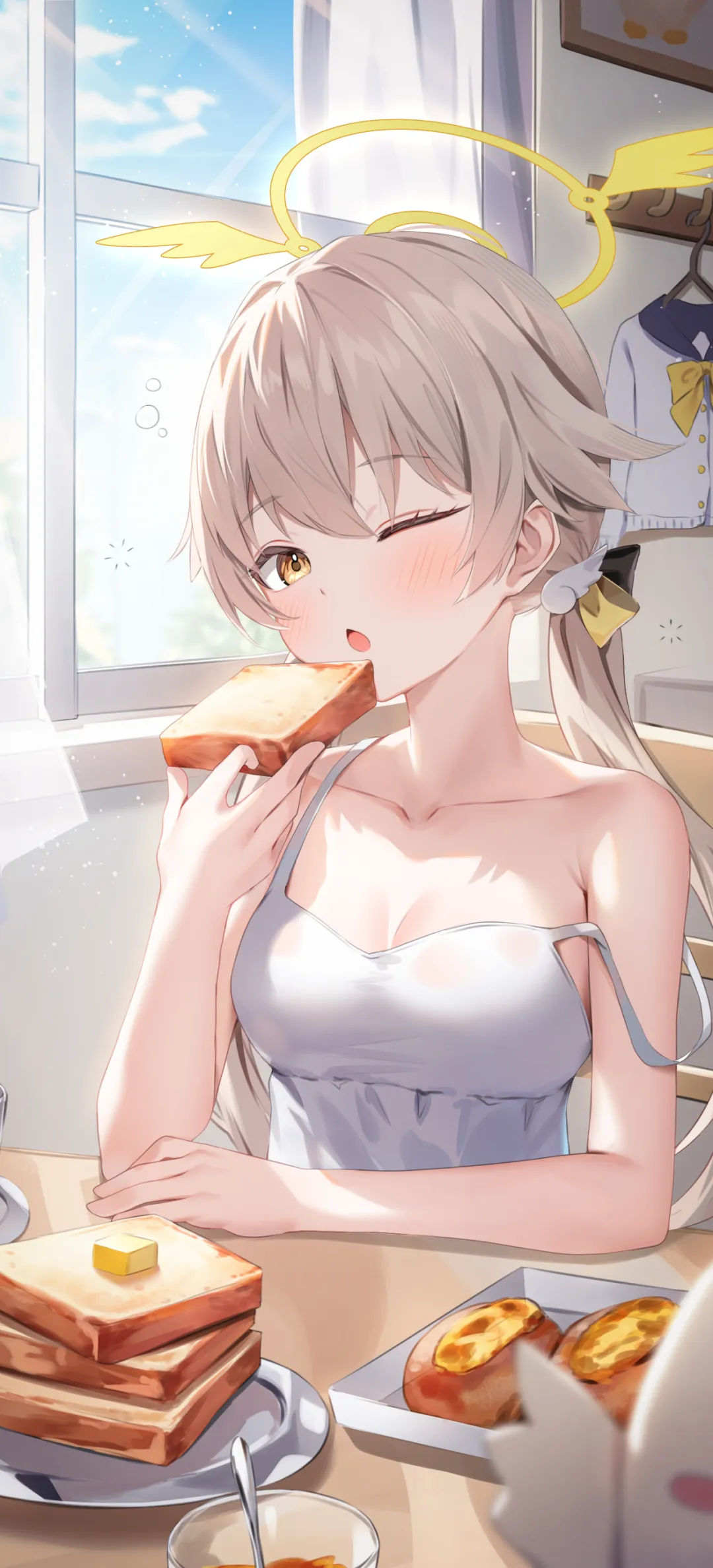 蔚蓝档案 阿慈谷日富美 早餐 三明治 美少女 游戏壁纸 手机壁纸