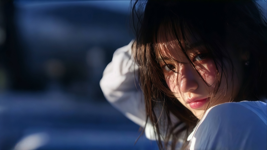 暗光风格 光影侧脸美女 4K壁纸 带鱼屏壁纸 美女壁纸 电脑壁纸 3840x2160