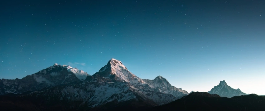 雪山夜景 星星 喜马拉雅山 4k壁纸 3440x1440 带鱼屏 风景壁纸 电脑壁纸
