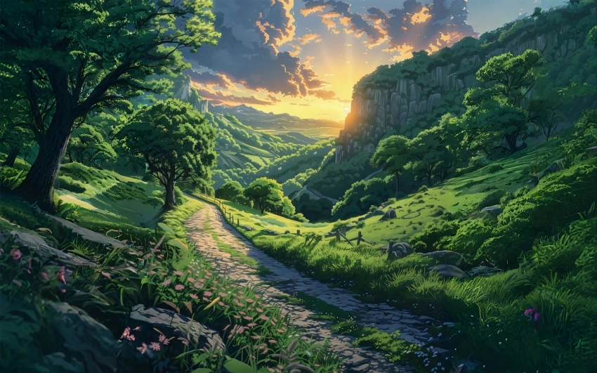 翠谷光径 山谷 绿色植物 树林 4K 风景壁纸 3840x2400 电脑壁纸