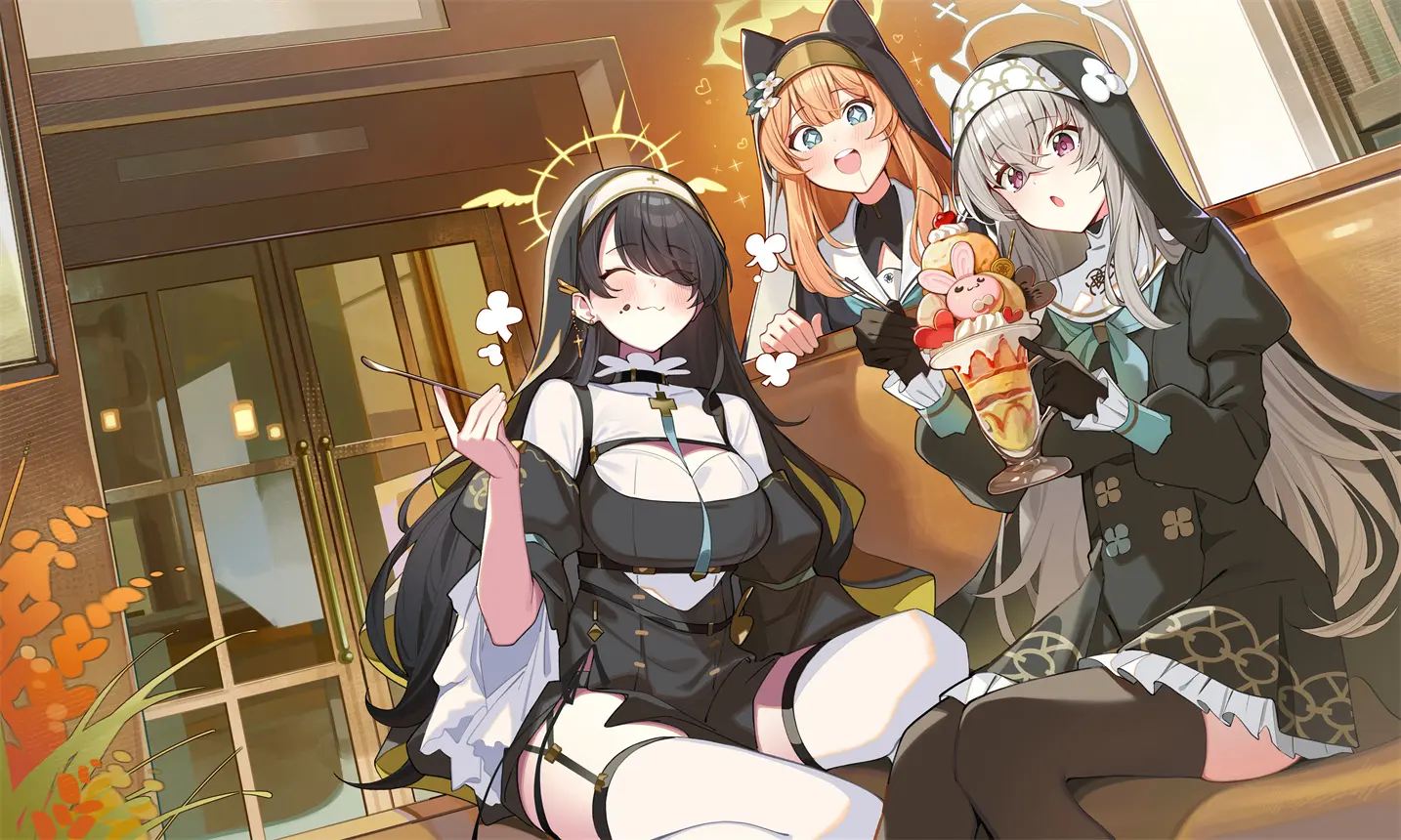 蔚蓝档案 伊落マリー 冰淇淋 若叶日向 歌住サクラコ 游戏壁纸 电脑壁纸