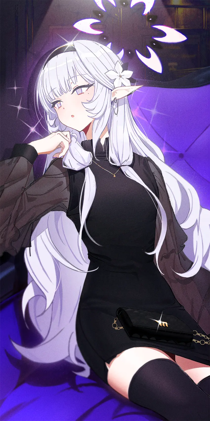 蔚蓝档案 明星日鞠 可爱 黑丝 银发少女 游戏壁纸 手机壁纸