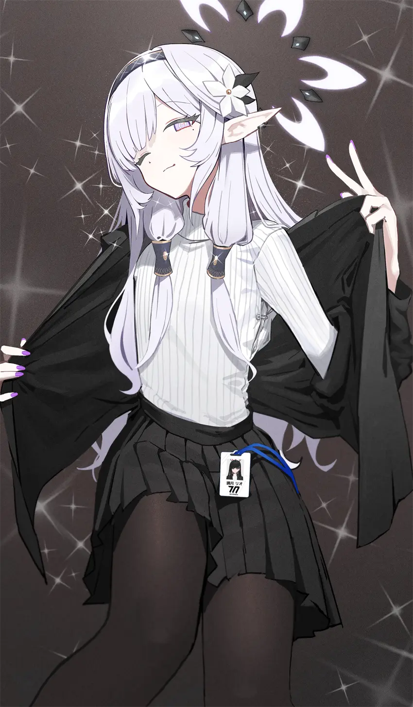 蔚蓝档案 明星日鞠 可爱 黑丝 短裙 银发少女 游戏壁纸 手机壁纸