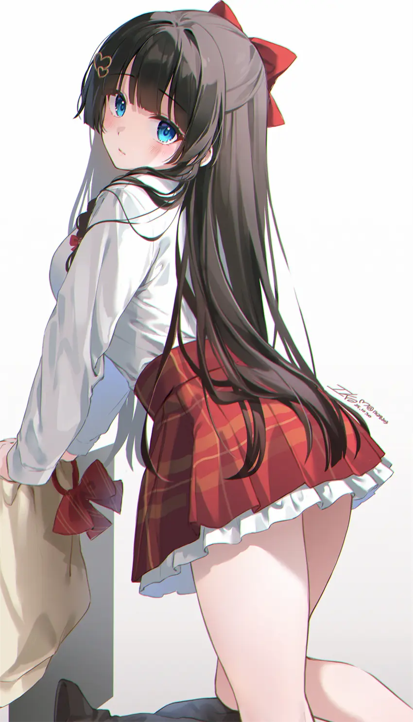 虚拟主播 白雪ひな 短裙 蝴蝶结 可爱美少女 手机壁纸 动漫壁纸