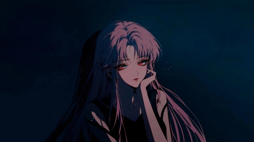 《罪恶王冠》楪祈 粉发 红瞳 暗黑系4k壁纸 带鱼屏壁纸