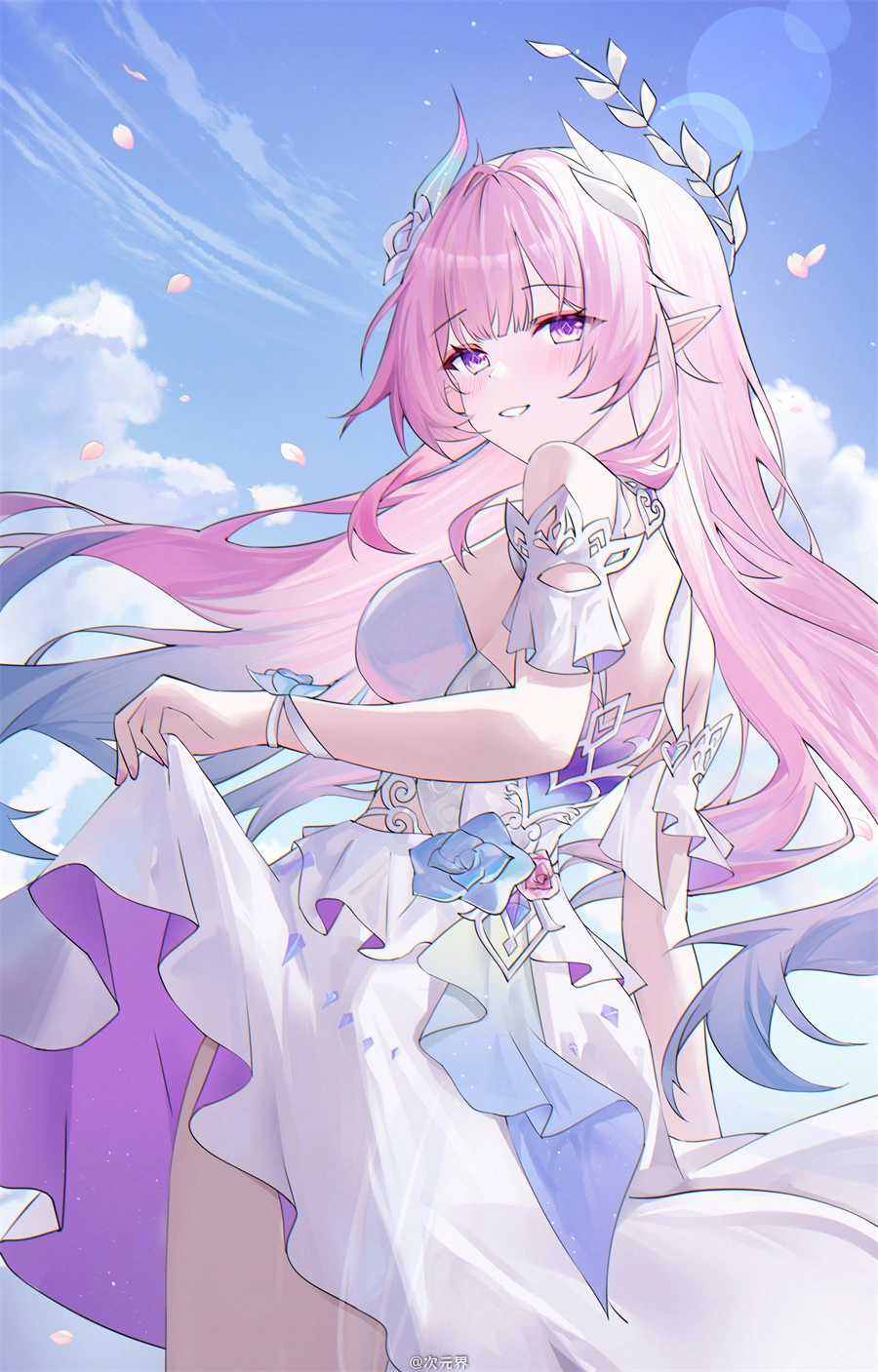 手机壁纸 崩坏：星穹铁道 昔涟 连衣裙 精灵耳 游戏壁纸