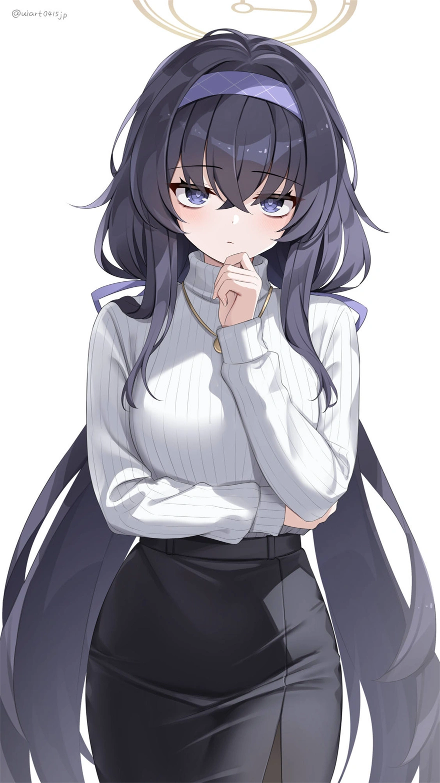 蔚蓝档案 古关忧 包臀裙 黑丝袜 游戏壁纸 手机壁纸