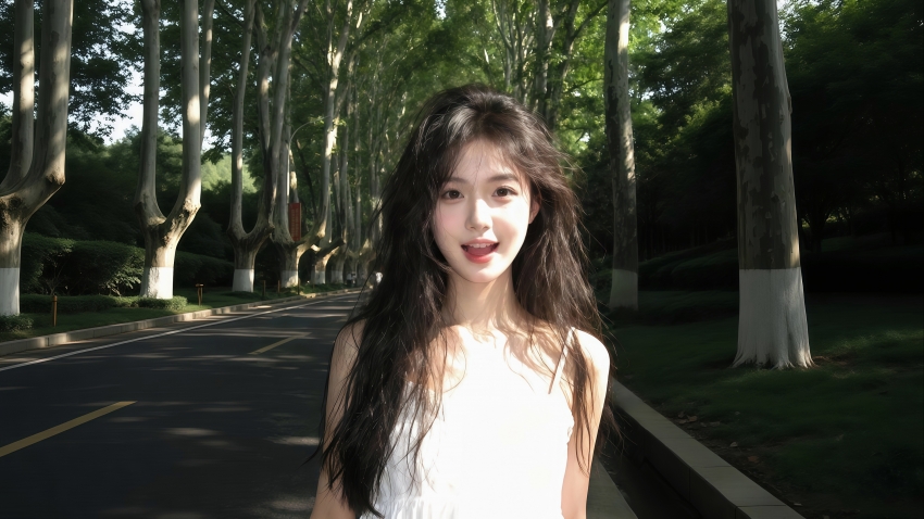 校园长发 可爱美女 4K壁纸 电脑壁纸