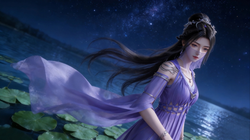 凡人修仙传 星空 荷塘 紫灵 4K壁纸 电脑壁纸 3840x2160