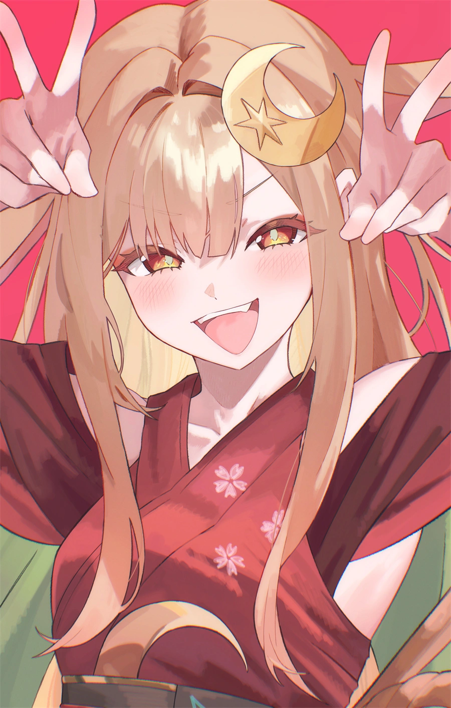 动漫壁纸 超时空辉夜姬！辉夜 双手V手势 手机壁纸 4K壁纸